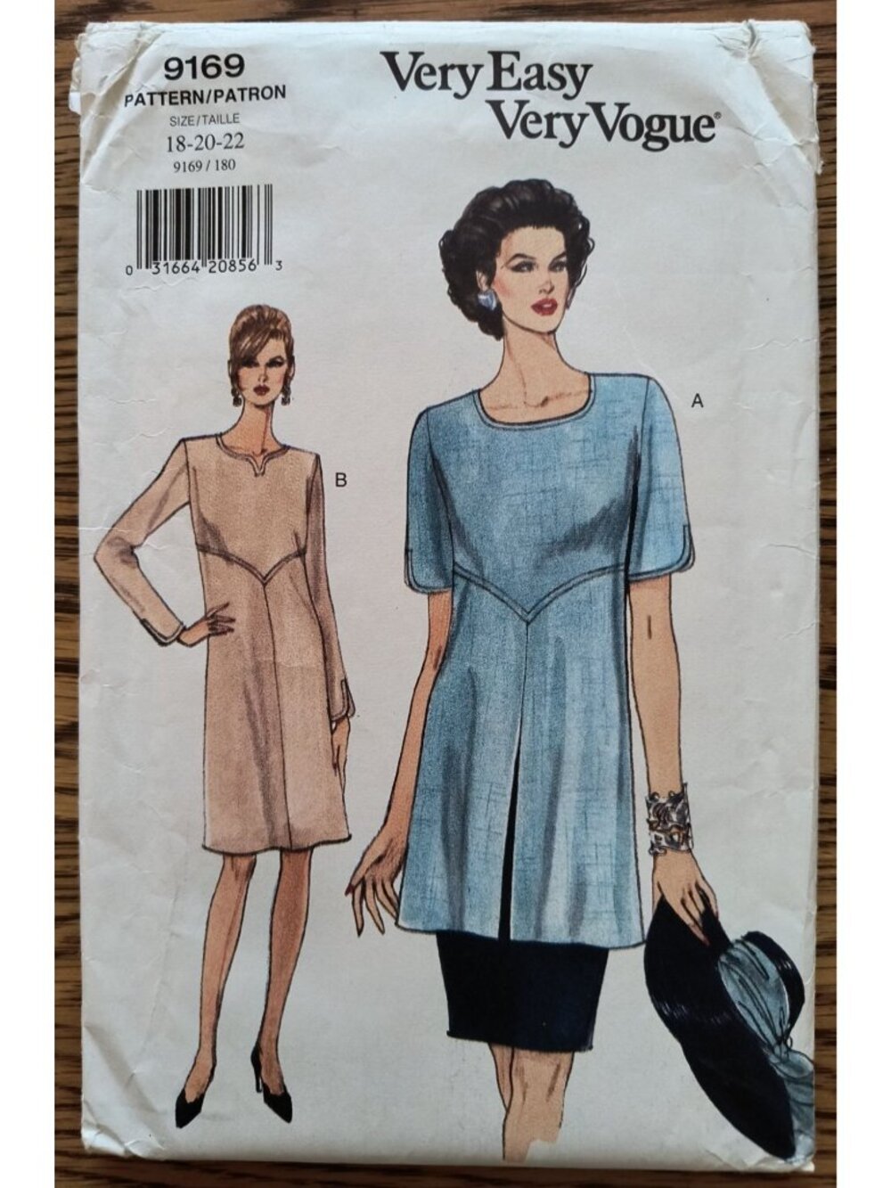 Very Easy Very Vogue 9169 Sewing Pattern Misses Dress Tunic Skirt Sizes 18-20-22